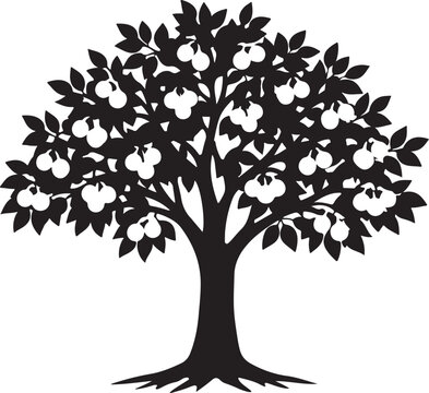 Dividend tree silhouette bearing gold fruit branches