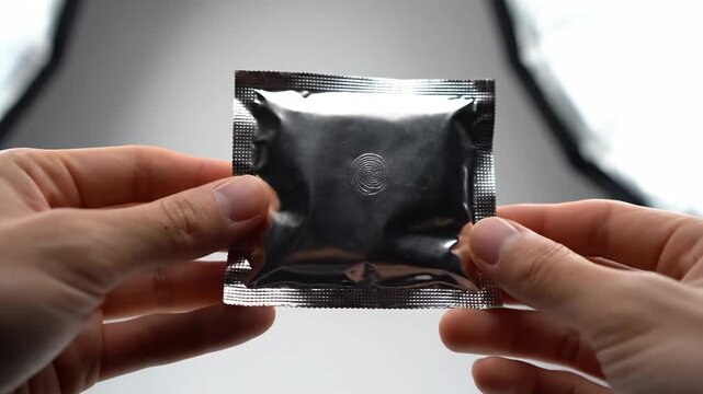 Close Up Hands Exchange Sealed Packet Video Scene.
