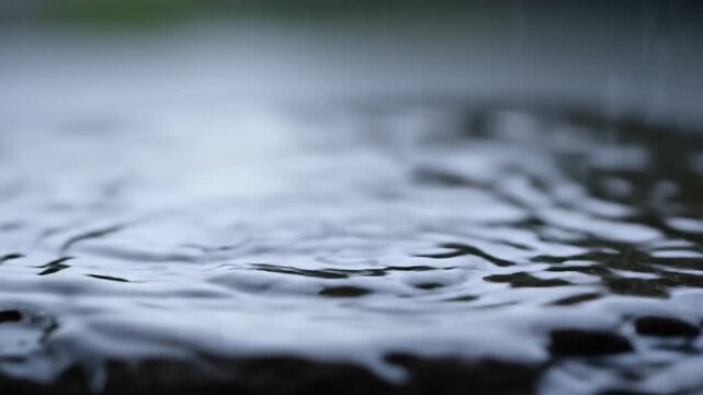 Liquid Splash Droplet Impact On Water Surface In Slow Motion.