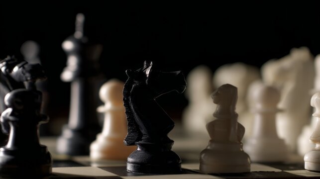 endgame. Tense chess endgame with black and white pieces in confrontation. public awareness campaigns, NGO reports, designed for public awareness campaigns and NGO communications.
