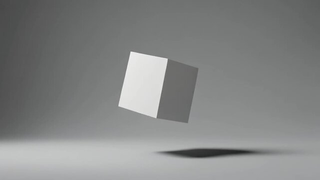 Floating white and gray cube with shadow