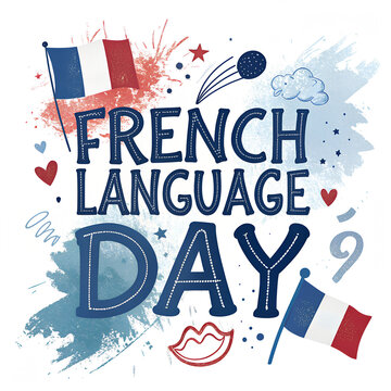 French language day artistic background with French flags and lips