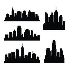Obraz premium Silhouettes of city skylines a collection of urban architectural shapes