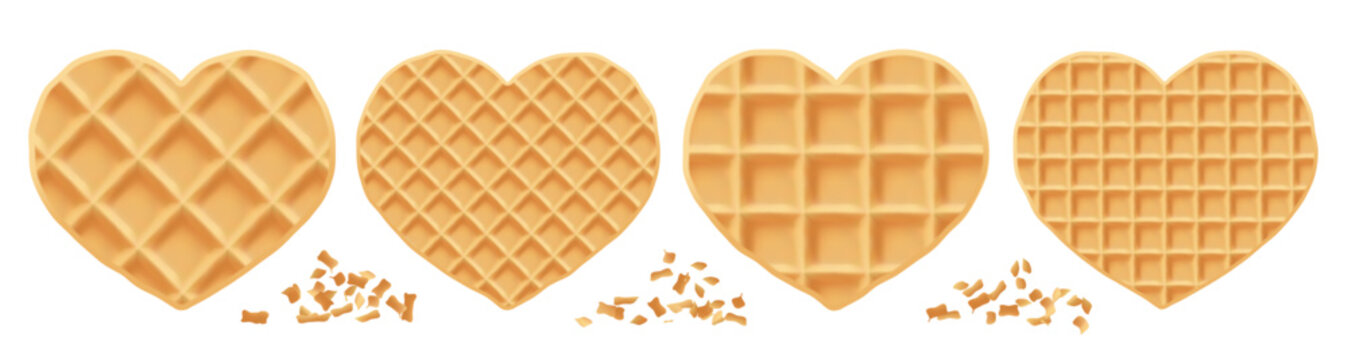 Heart waffle pancake cracker, brunch crepe stroopwafel icon. Wafer emoji croffle and christmas graham cream, pattern dutch stick. Cookie mint honey of vector logo waffel, haert syrup cake