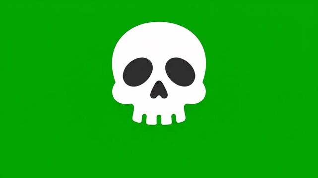 Video of Skull Symbol On Green Background Movement.