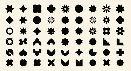 Obraz premium Abstract geometric shapes collection in black and white.