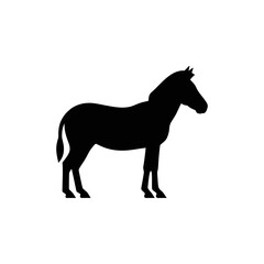 Obraz premium Sleek black silhouette of a majestic zebra, standing gracefully against a clean white background, symbolizing wildlife and savanna