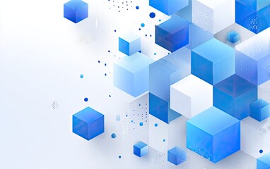 Obraz premium Abstract composition of floating blue and white cubes on a bright white background