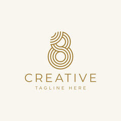 Number 8 line style modern logo design template