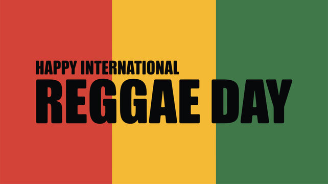 International Reggae Day greeting on iconic rasta colored background