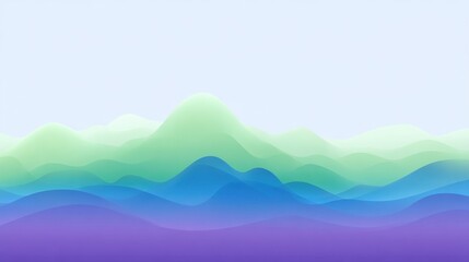 Obraz premium Soft Abstract Landscape with Fluid Shapes and Gentle Color Gradients in Blue, Green, and Purple Tones