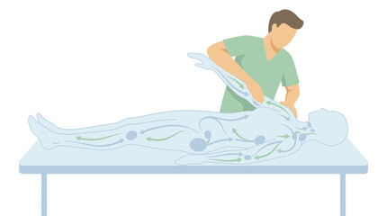 Obraz premium Man Cleaning Fish On Table In Workshop Setting. Vector Illustrations. EPS Editable