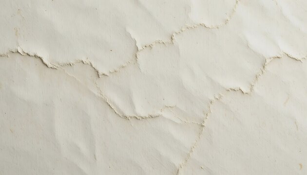 Vintage off-white crumpled paper texture with heavy creases and aged weathered details. Antique parchment background with organic folds, ideal for retro stationery and distressed designs.