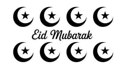 Naklejka premium Eid Mubarak celebration with crescent moons and stars