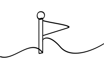 Illustration of a field corner flag with a continuous line design. An interesting abstract line art design. © Firly