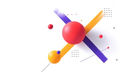 Colorful geometric shapes and patterns on a white background, modern design elements for creative projects and media