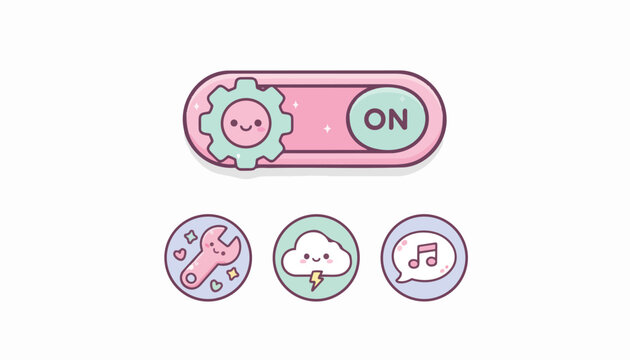 cute pastel switch icons set for app interface design