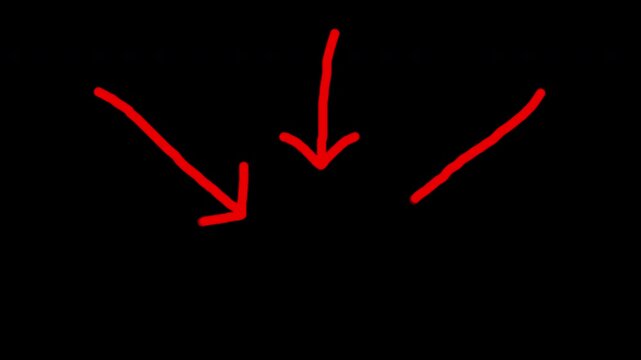 Three Handdrawn Red Animated Pointing Down Arrows
