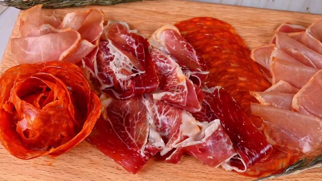 Luxury tapas platter for catering and events, aerial view