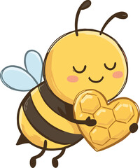 Obraz premium Cute bee cartoon vector icon illustration