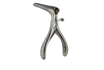 Obraz premium Professional Stainless Steel Nasal Speculum Medical Instrument Isolated on a White Background