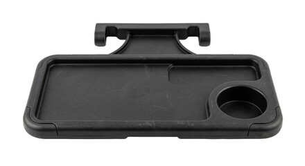 Black matte plastic steering wheel tray isolated on transparent background PNG