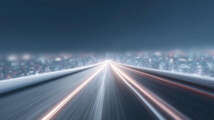 Obraz premium Nighttime City Road with Light Trails and Blurred Background for Urban Motion and Travel Concepts