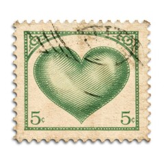 Obraz premium Vintage green heart postage stamp