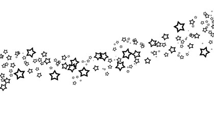 Magic star swirl trail with scattered sparkling stars forming a flowing decorative wave.  Glitter star path element for festive designs, celebration graphics, fairy magic effects.  © SOUMYA