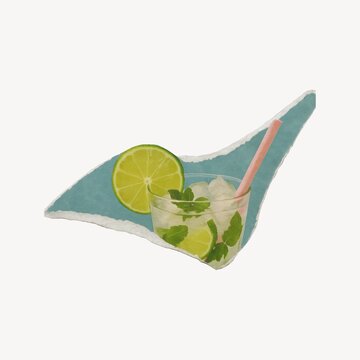 Refreshing lime mint cocktail illustration.