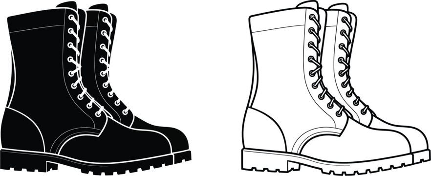 Black and white boots illustration Vector