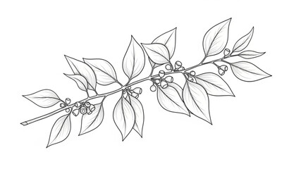 Hand drawn eucalyptus branch botanical outline illustration isolated on transparent background © MDRahul