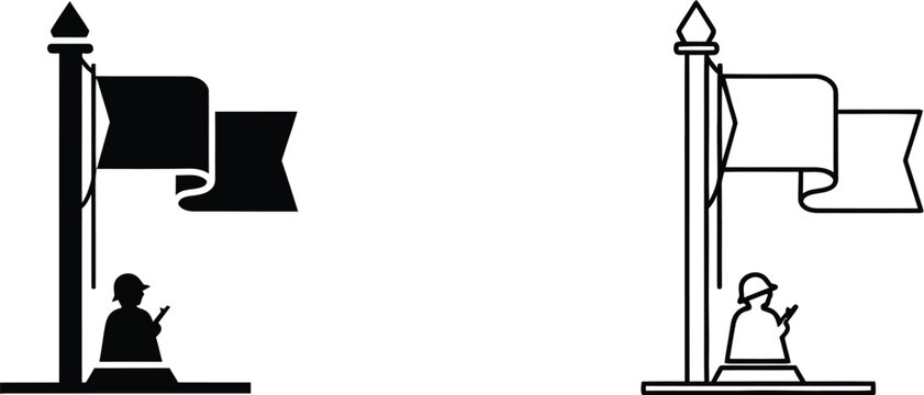 Flags and pawns in chess game Vector