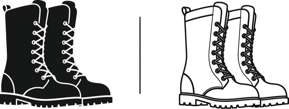 Black and white boots contrast Vector