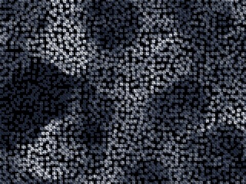 Modern dark abstract mosaic pixel background with metallic silver tones