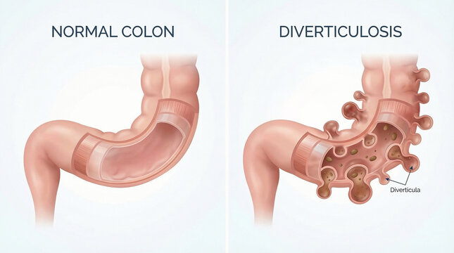 Diverticulosis Cross Section Anatomy of Colon Medical Illustration