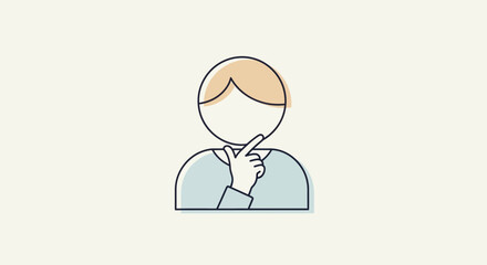 Fototapeta premium Person thinking, pondering, contemplating, idea, question mark, doubt, uncertainty, strategy, planning, human face