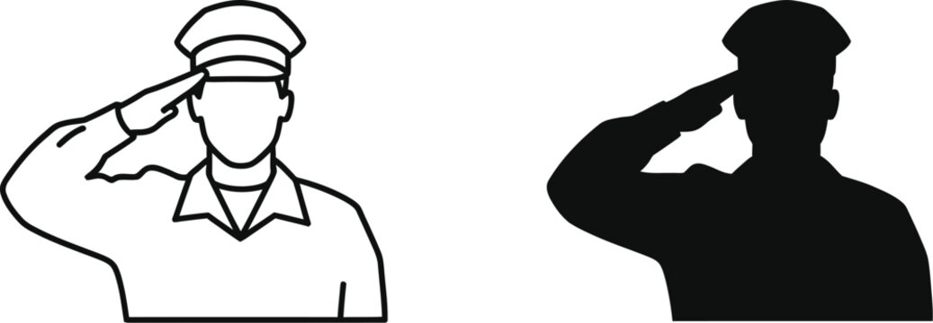 Salute silhouette military Vector