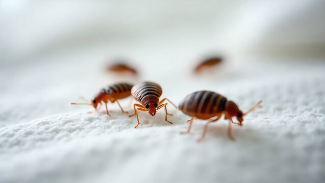 Common Household Pests: Bed Bugs Crawling on Bedroom Linens