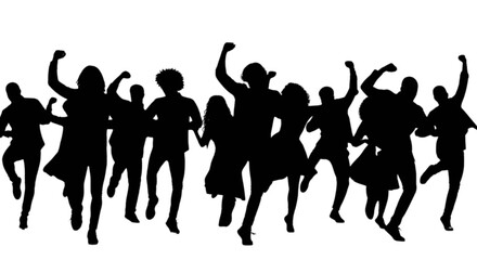 Group of people dancing together in a celebratory and energetic manner