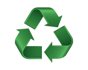 Obraz premium 3D Green Recycle Arrows Symbol Isolated on Transparent Background, Environmental Recycling Concept