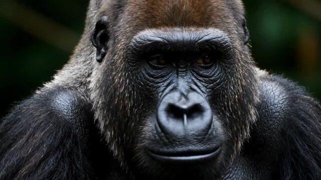 Close up of a western lowland gorilla.