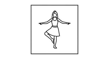 Fototapeta premium Ballet Dancer Performing Tree Pose in Studio - Line Art