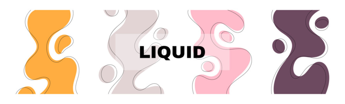 Abstract liquid shapes with smooth flowing curves in vibrant colors, modern fluid background. Vector illustration for contemporary design, posters, banners, and creative branding projects.