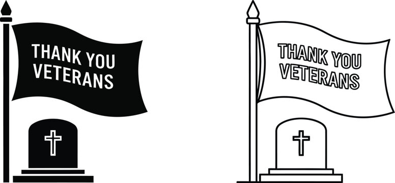 Thank you veterans day flags and graves Vector