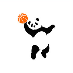 simple stencil vector illustration of panda basket ball © Angga