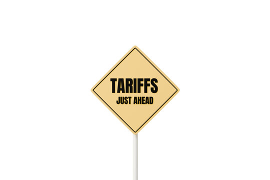 3d tariffs just ahead sign icon. trade warning concept. minimal cartoon road sign label for economic news graphic. isolated on white transparent background. 3d render.