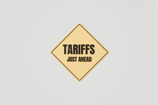 3d tariffs just ahead sign icon. trade warning concept. minimal cartoon road sign label for economic news graphic. isolated on white transparent background. 3d render.