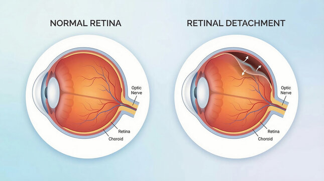 Retinal Detachment Eye Disease Anatomy Cross Section Diagram