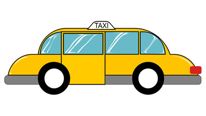 Obraz premium Yellow vintage taxi cab illustration, cartoon city transport icon isolated on transparent background.